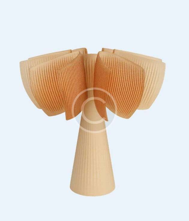 Sculpted wooden petal table lamp